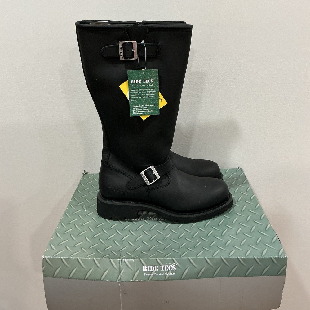 RIDE TECS 1443ZIPPER Men's NEW Knee-High Engineer Biker Boot Black US Size 12 M